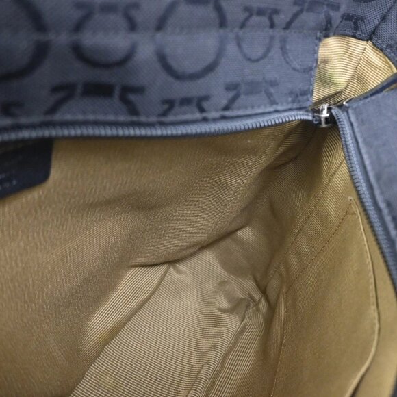 SALVATORE FERRAGAMO Gancini Tote Shoulder Bag Canavs Leather Black SHW 09KB197 - Picture 14 of 14